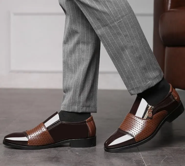 Men's Tuxedo Patent Leather Dress Shoes Mens Slip On Retro Classic Formal Business Pointed Toe Oxfords Shoes Non-Slip Softsole Walking Derby Shoes