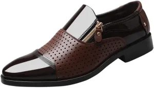 Men's Tuxedo Patent Leather Dress Shoes Mens Slip On Retro Classic Formal Business Pointed Toe Oxfords Shoes Non-Slip Softsole Walking Derby Shoes
