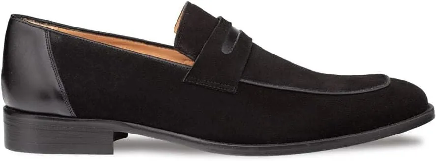 Mezlan - Galeno Suede - Men's Elegant Penny Loafer in Soft Suede Leather Black