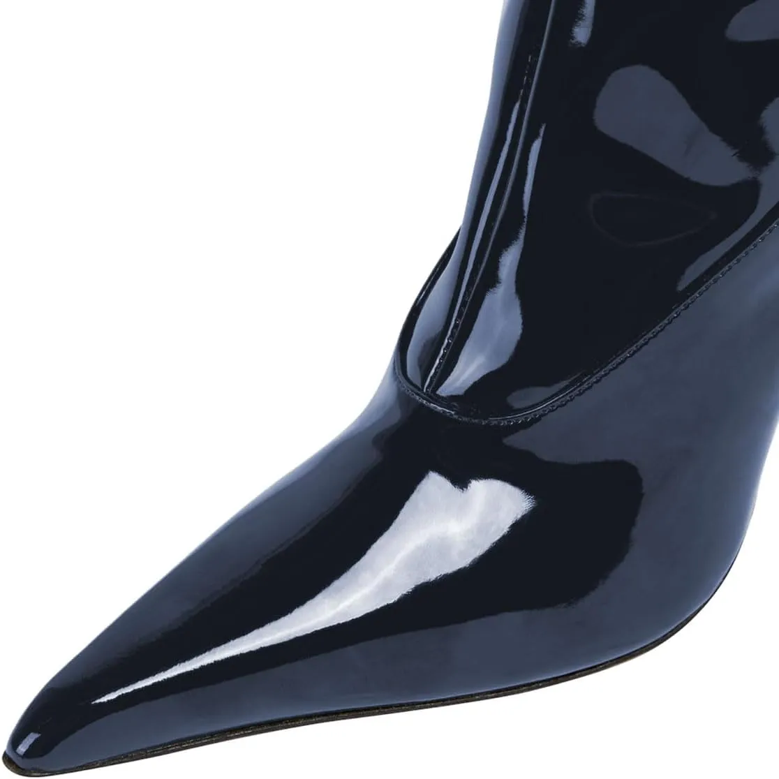 miss left Women Sharp Thigh High Patent Leather Boots Closed Pointy Toe Stiletto High Heels Sexy Fashion Pumps Booties Shoes Size 4-16 US