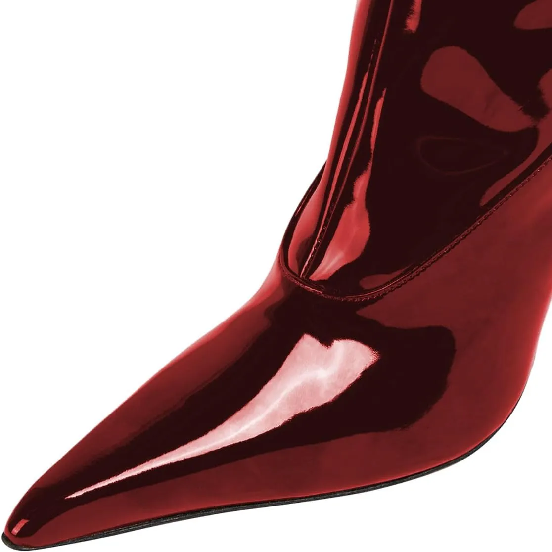 miss left Women Sharp Thigh High Patent Leather Boots Closed Pointy Toe Stiletto High Heels Sexy Fashion Pumps Booties Shoes Size 4-16 US