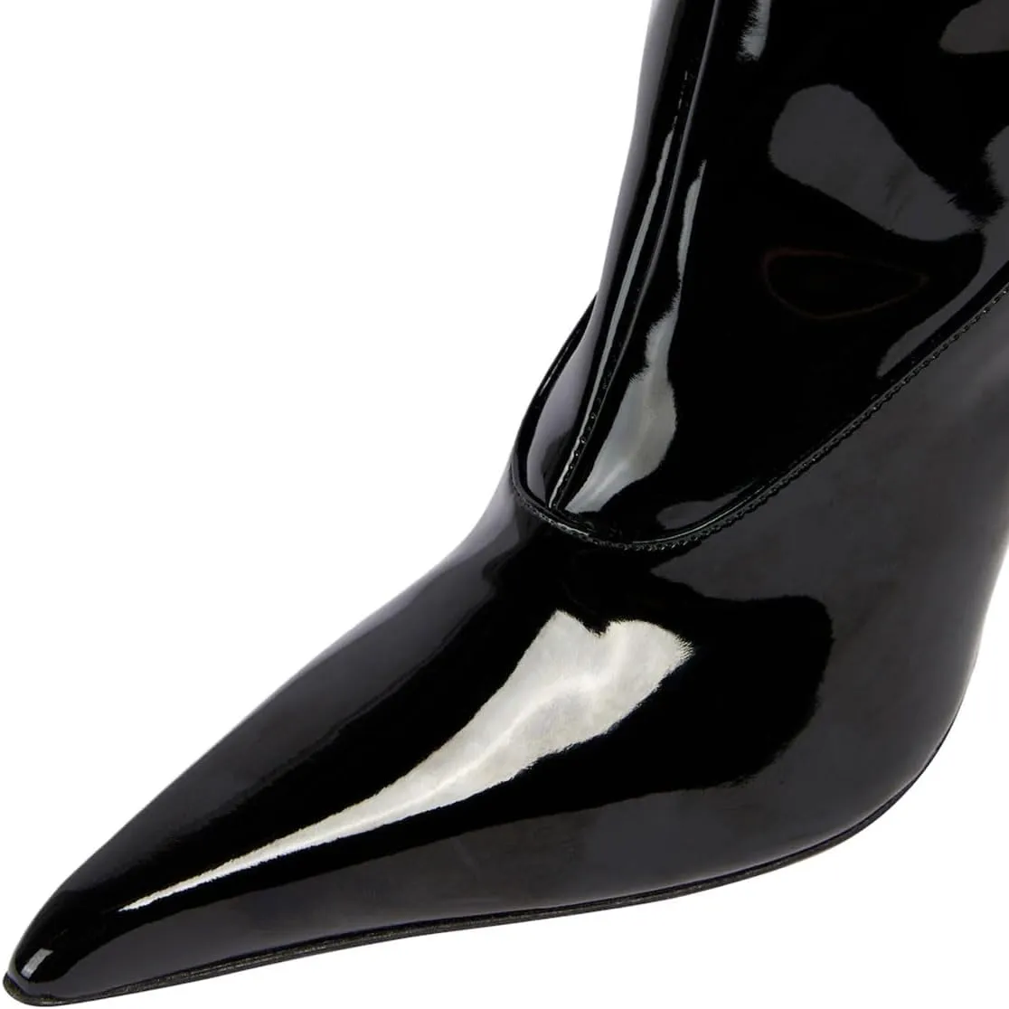 miss left Women Sharp Thigh High Patent Leather Boots Closed Pointy Toe Stiletto High Heels Sexy Fashion Pumps Booties Shoes Size 4-16 US