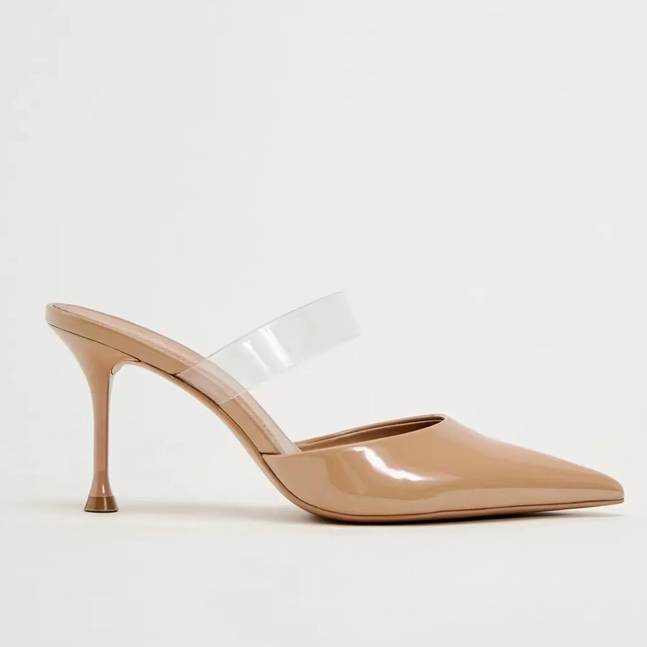 MRKEWUNEY Heeled Mules for Women Metallic Slip On Mules Backless Stiletto Heels