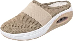 Mules for Women 2025 Summer Slip On Closed Toe Shoes Wide Width Clogs Mesh Slippers Air Cushion Orthopedic Diabetic Walking Shoes Backless Breathable Sneakers with Arch-Support Beach Sandals