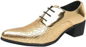 Retro Brogue Dress Shoes Men Luxury Pointed Lace-up Shoes Men High Heels Oxford Man Leather Wedding Suit Shoes Elegant Shoes for Men