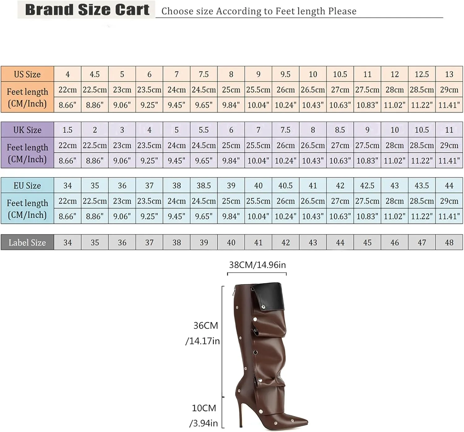 Roimaash Fancy Dressy Motorcycle Boots Stiletto Heels Zipper Knee High Boots