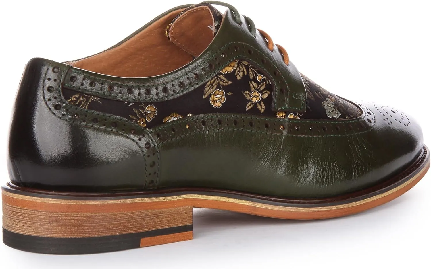 Ross W Women's Lace Up Leather Floral Brogue Shoes