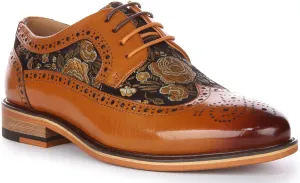 Ross W Women's Lace Up Leather Floral Brogue Shoes