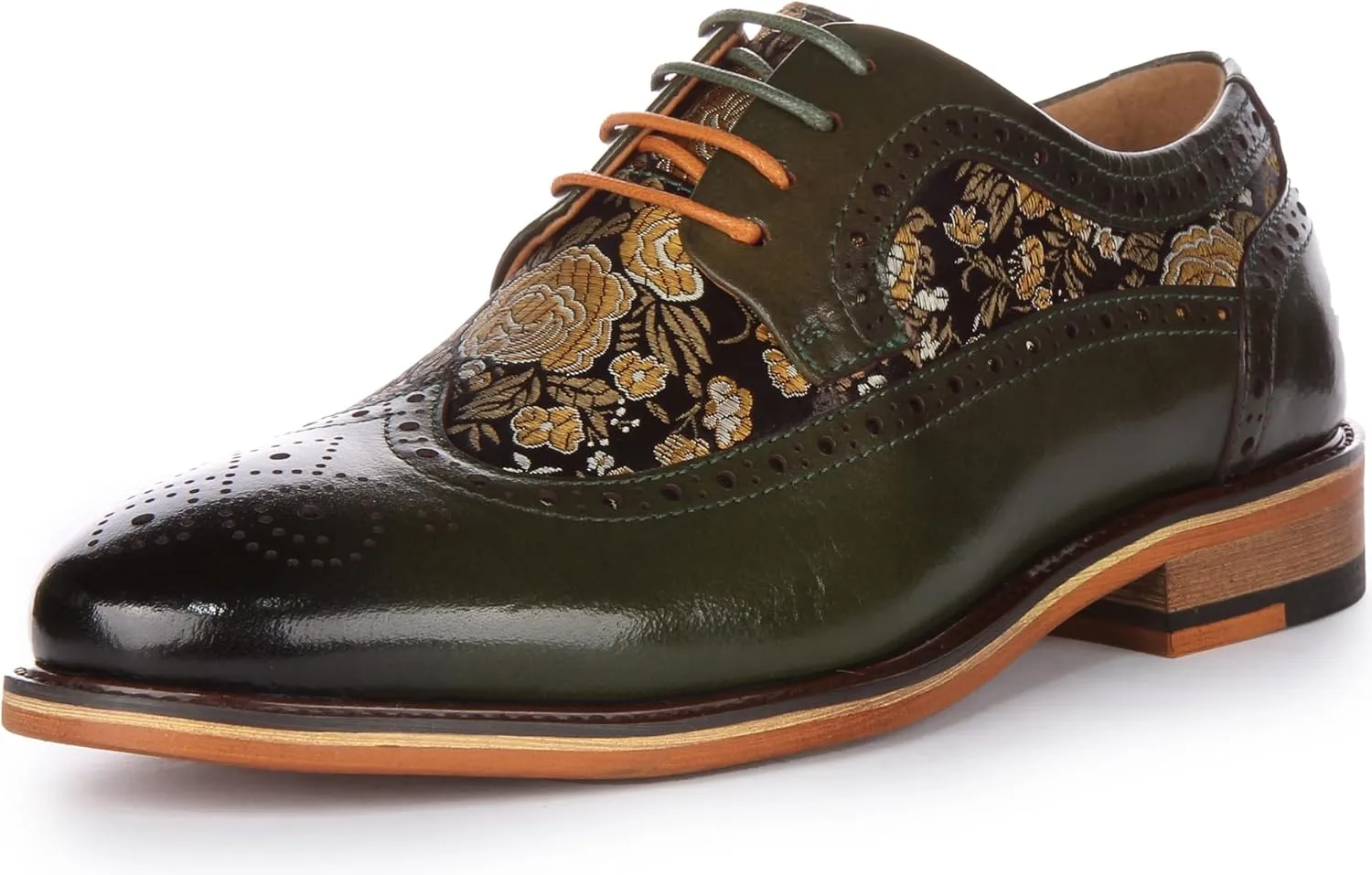 Ross W Women's Lace Up Leather Floral Brogue Shoes