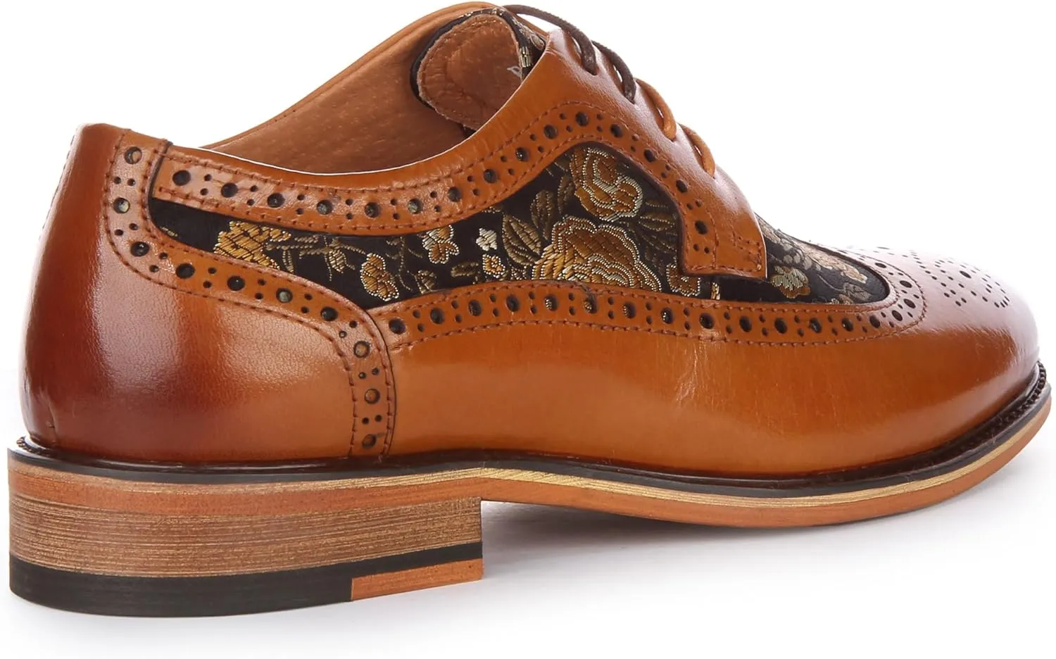 Ross W Women's Lace Up Leather Floral Brogue Shoes