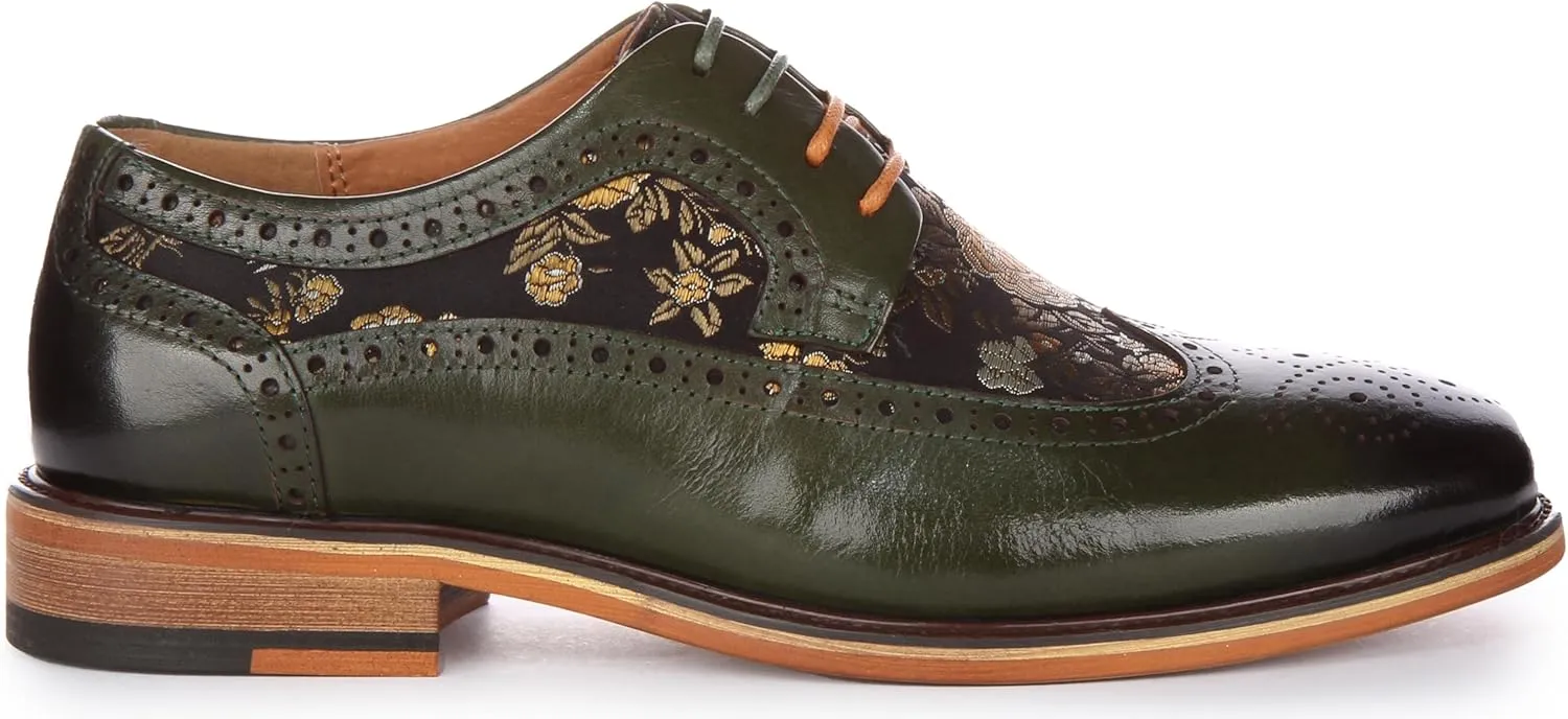 Ross W Women's Lace Up Leather Floral Brogue Shoes
