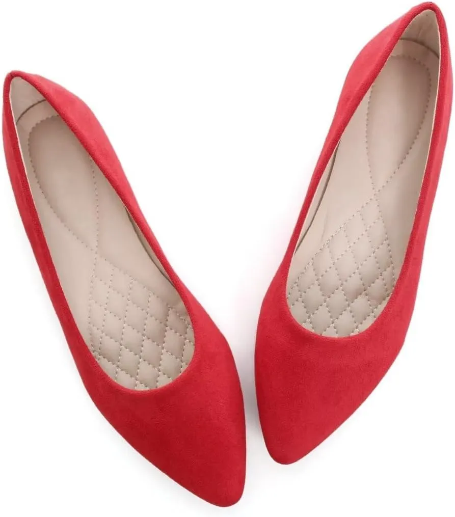 Stunner Women’s Ballet Flats Comfortable Pointed Toe Slip On Memory Foam Flats Shoes