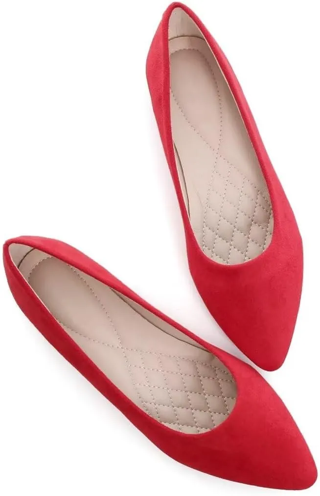 Stunner Women’s Ballet Flats Comfortable Pointed Toe Slip On Memory Foam Flats Shoes