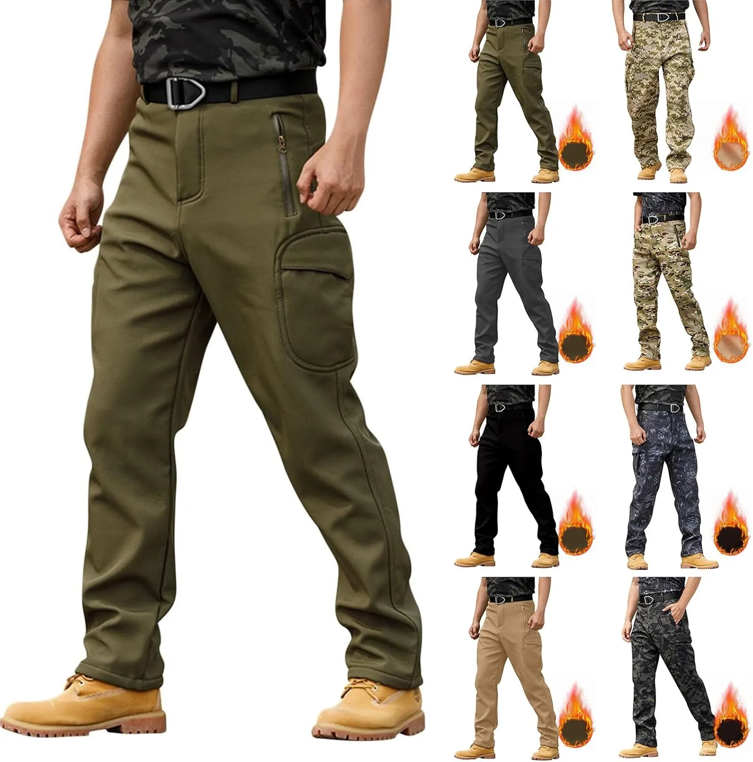 Tactical Cargo Pants for Men Flex Ripstop Waterproof Work Pants Outdoor Hiking Camping Thermal Flexcamo Combat Pants