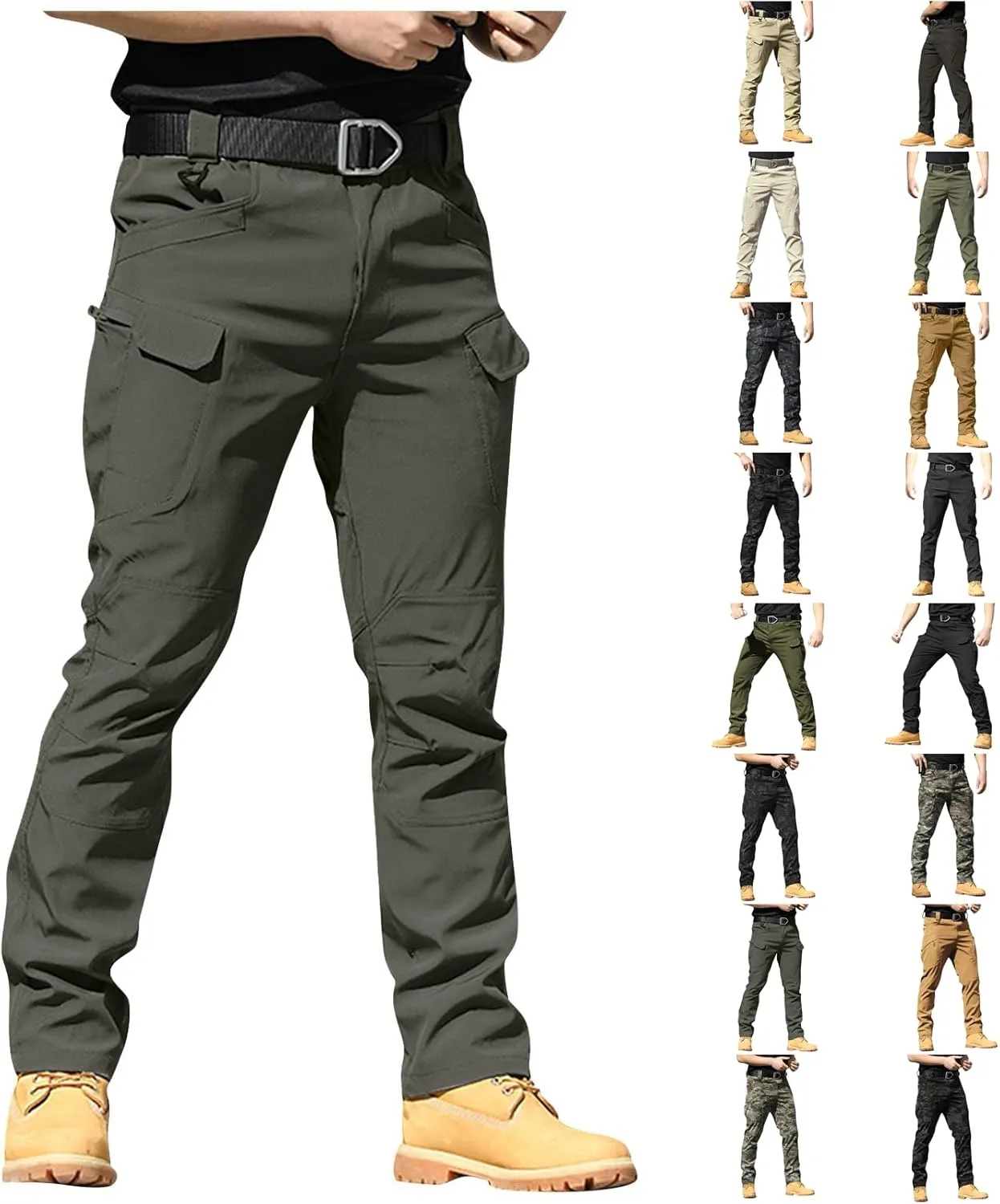 Tactical Pants for Men Ripstop Flex Camo Waterproof Hiking Cargo Pants Lightweight Stretchy Work Pant Multi Pockets
