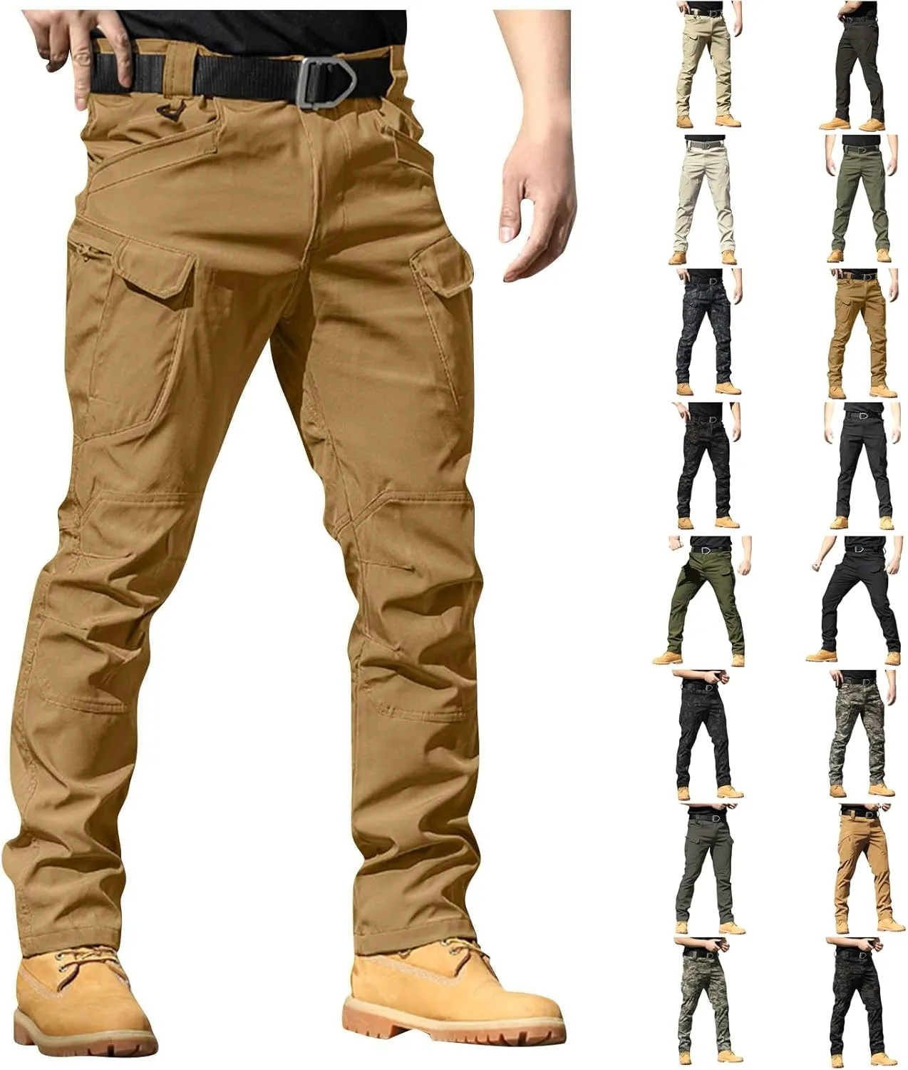 Tactical Pants for Men Ripstop Flex Camo Waterproof Hiking Cargo Pants Lightweight Stretchy Work Pant Multi Pockets