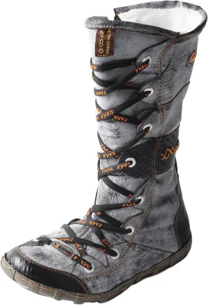 TMA EYES Long Washed Contrast-Stitch Lace Eyes Side Zipper Women's Boots