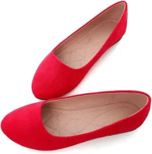 Women Cute Slip-On Ballet Shoes Soft Solid Classic Pointed Toe Flats Upgrade Red 41