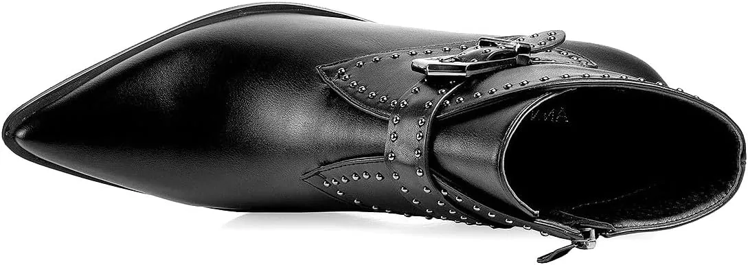 Women's Ankle Bootie Metallic Studs Buckle Straps Adult