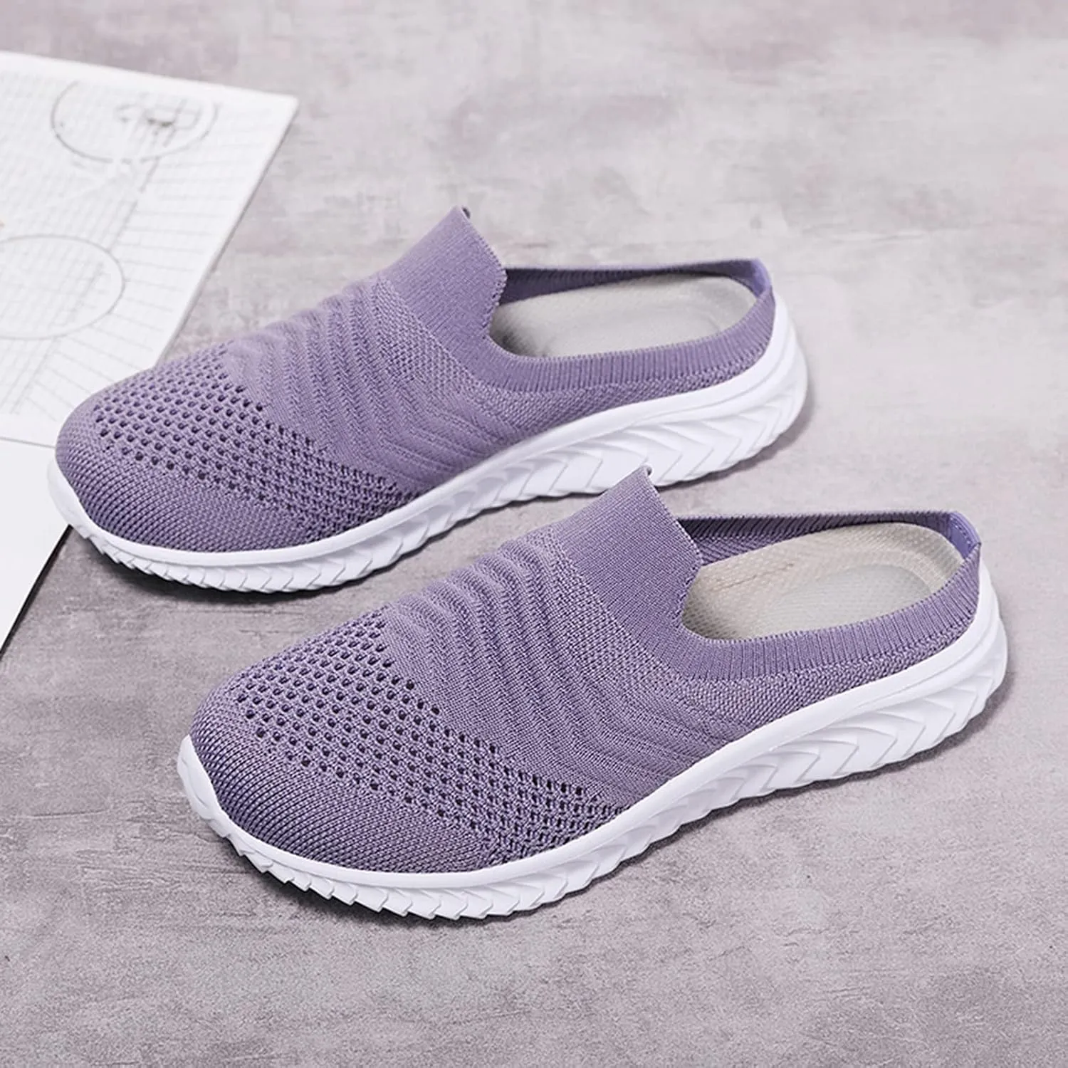 Women's Backless Slip on Mesh Sneakers Shoes Mens Running Shoes Walking Women's Casual Shoes Black Platform Sneaker Tennis Shoe Loafers Casual Slip On