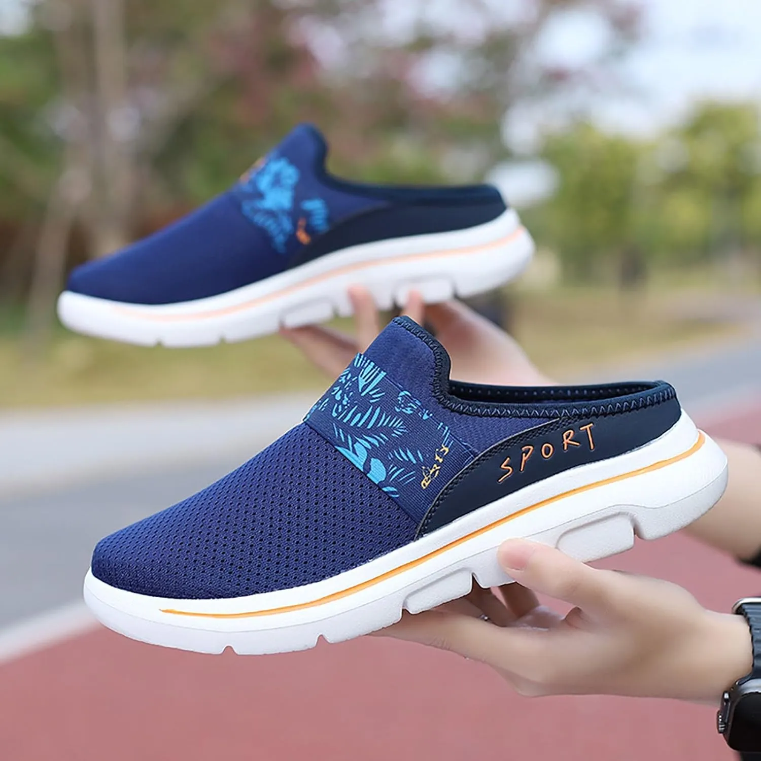 Women's Backless Slip on Mesh Sneakers Shoes Womens Tennis Shoes Arch Support Casual Shoes Trendy Men's Fashion Sneakers Steel Toe Tennis Shoe Loafers Shoe