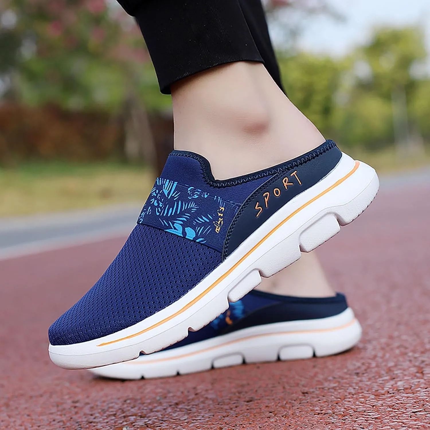 Women's Backless Slip on Mesh Sneakers Shoes Womens Tennis Shoes Arch Support Casual Shoes Trendy Men's Fashion Sneakers Steel Toe Tennis Shoe Loafers Shoe
