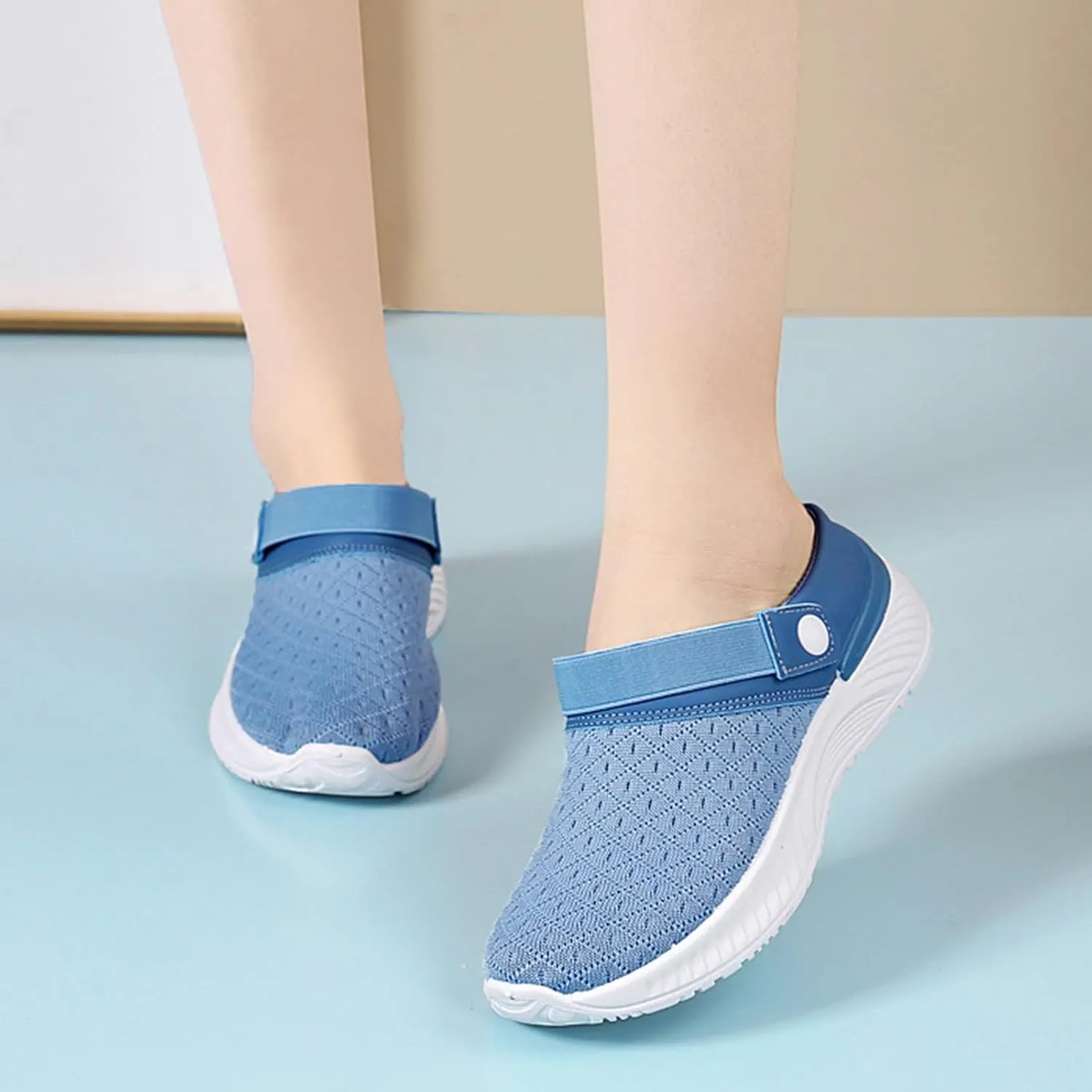 Women's Casual Slip on Half Shoes Breathable Womens Running Shoes Comfortable Dress Casual Shoes Walking Sneakers White Tennis Shoe Cross Trainer Shoe