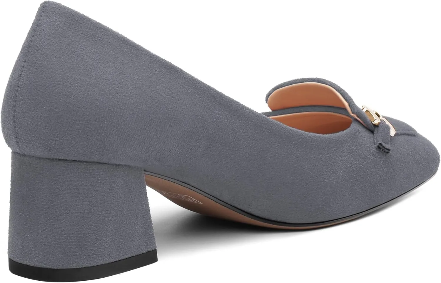Womens Chunky Comfortable Closed Square Toe Low Block Heels Work Dress Wedding Slip On Pumps Shoes