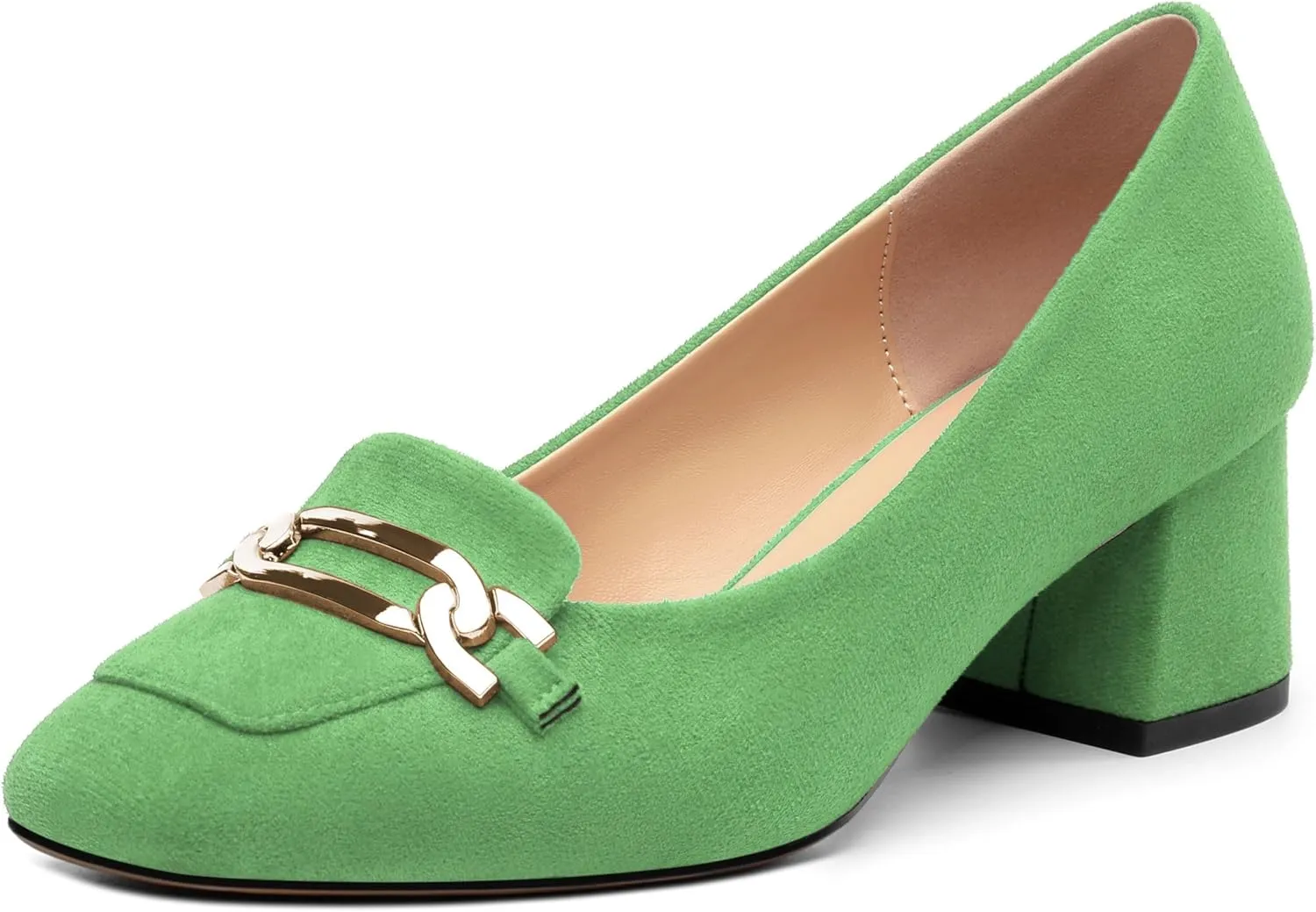 Womens Chunky Comfortable Closed Square Toe Low Block Heels Work Dress Wedding Slip On Pumps Shoes