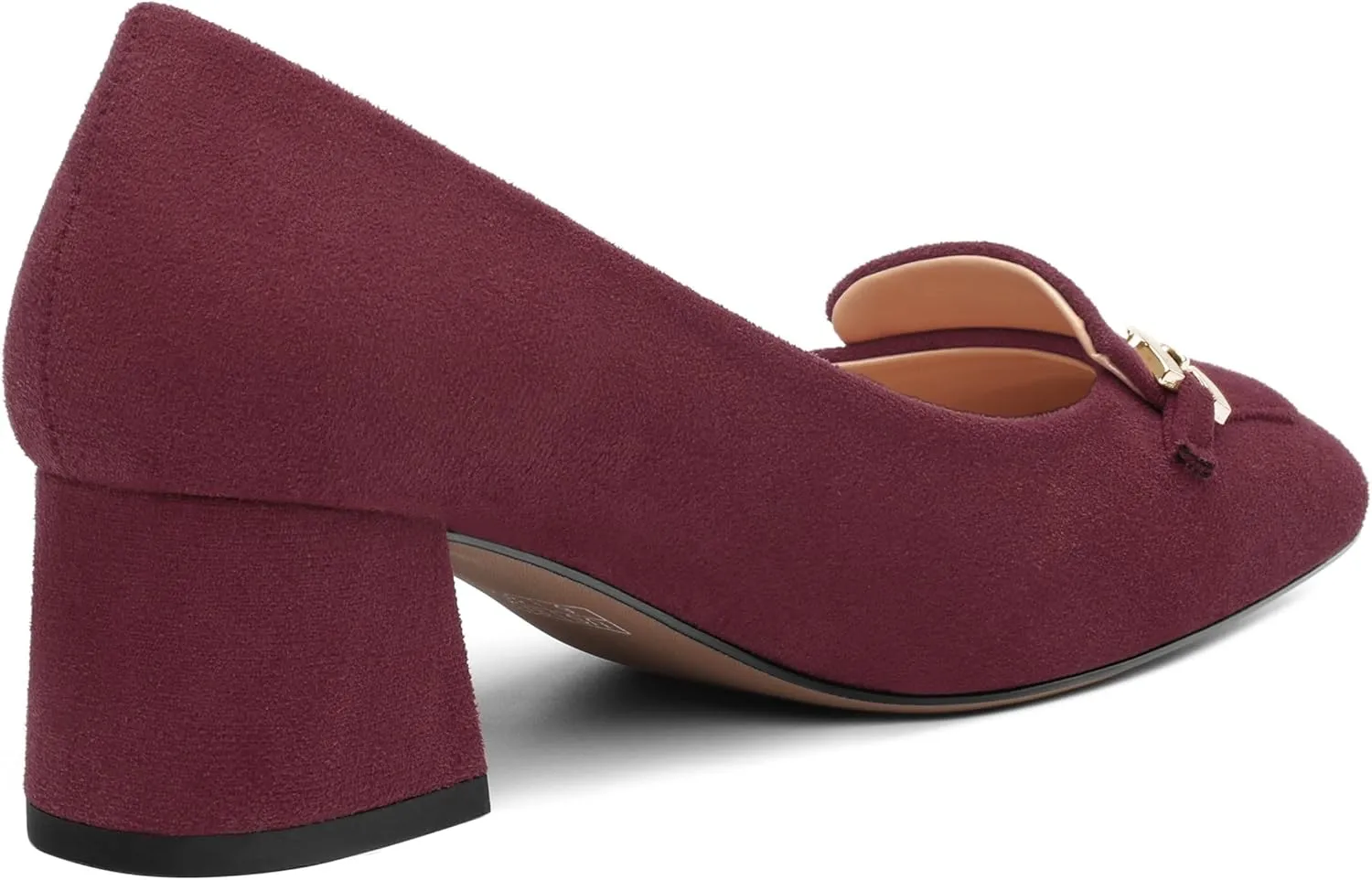 Womens Chunky Comfortable Closed Square Toe Low Block Heels Work Dress Wedding Slip On Pumps Shoes