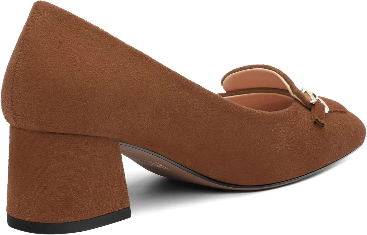 Womens Chunky Comfortable Closed Square Toe Low Block Heels Work Dress Wedding Slip On Pumps Shoes