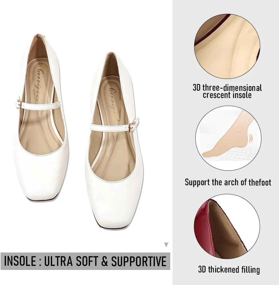 Women's Mary Janes Chunky Heels Dress Shoes for Women Low Block Heels Closed Toe Mary Jane Pumps Comfortable Shoes for Prom