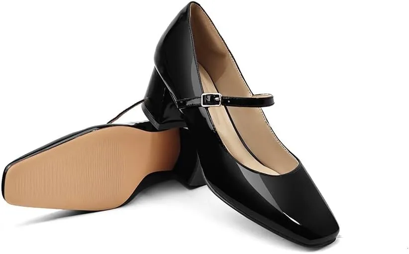 Women's Mary Janes Chunky Heels Dress Shoes for Women Low Block Heels Closed Toe Mary Jane Pumps Comfortable Shoes for Prom