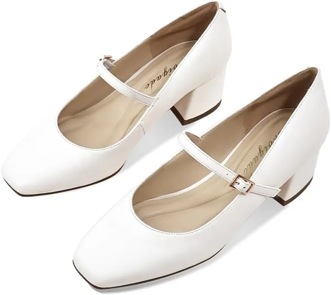 Women's Mary Janes Chunky Heels Dress Shoes for Women Low Block Heels Closed Toe Mary Jane Pumps Comfortable Shoes for Prom