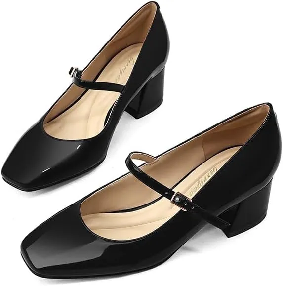 Women's Mary Janes Chunky Heels Dress Shoes for Women Low Block Heels Closed Toe Mary Jane Pumps Comfortable Shoes for Prom