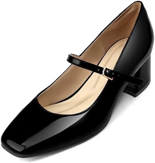 Women's Mary Janes Chunky Heels Dress Shoes for Women Low Block Heels Closed Toe Mary Jane Pumps Comfortable Shoes for Prom