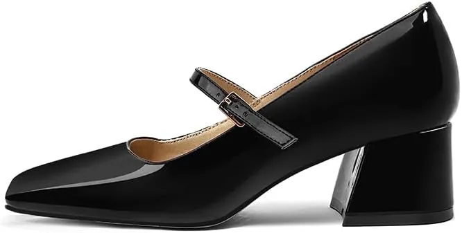 Women's Mary Janes Chunky Heels Dress Shoes for Women Low Block Heels Closed Toe Mary Jane Pumps Comfortable Shoes for Prom
