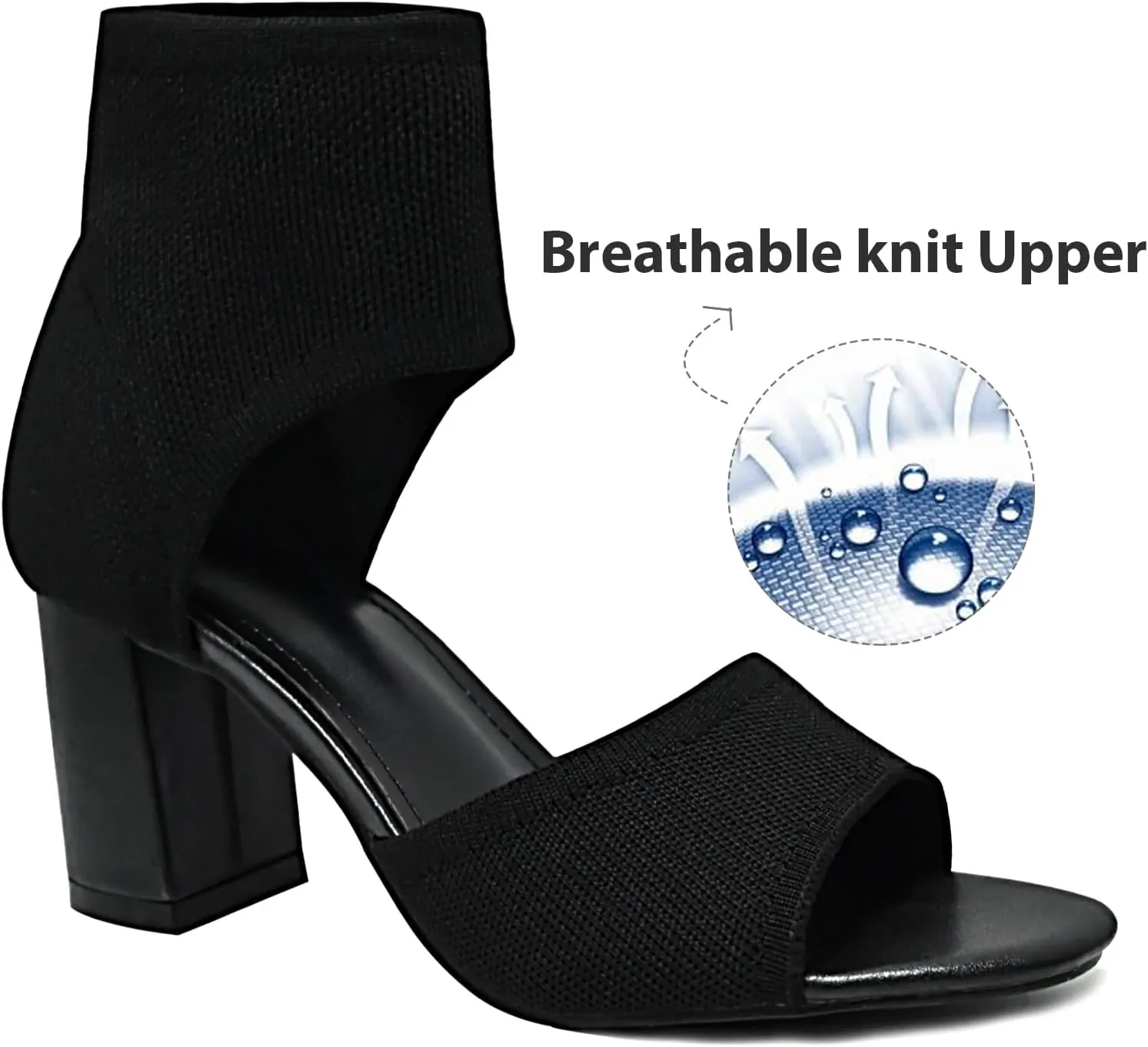 Women's Peep Toe Boot Sandals - Knit Chunky Block Heels for Weddings & Parties - Elegant Evening Dress Shoes
