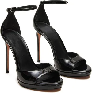 Women's Platform Heeled Sandals, High Ankle Strap Peep Toe Stiletto Heels for Holiday Party Bridal Evening Graduation