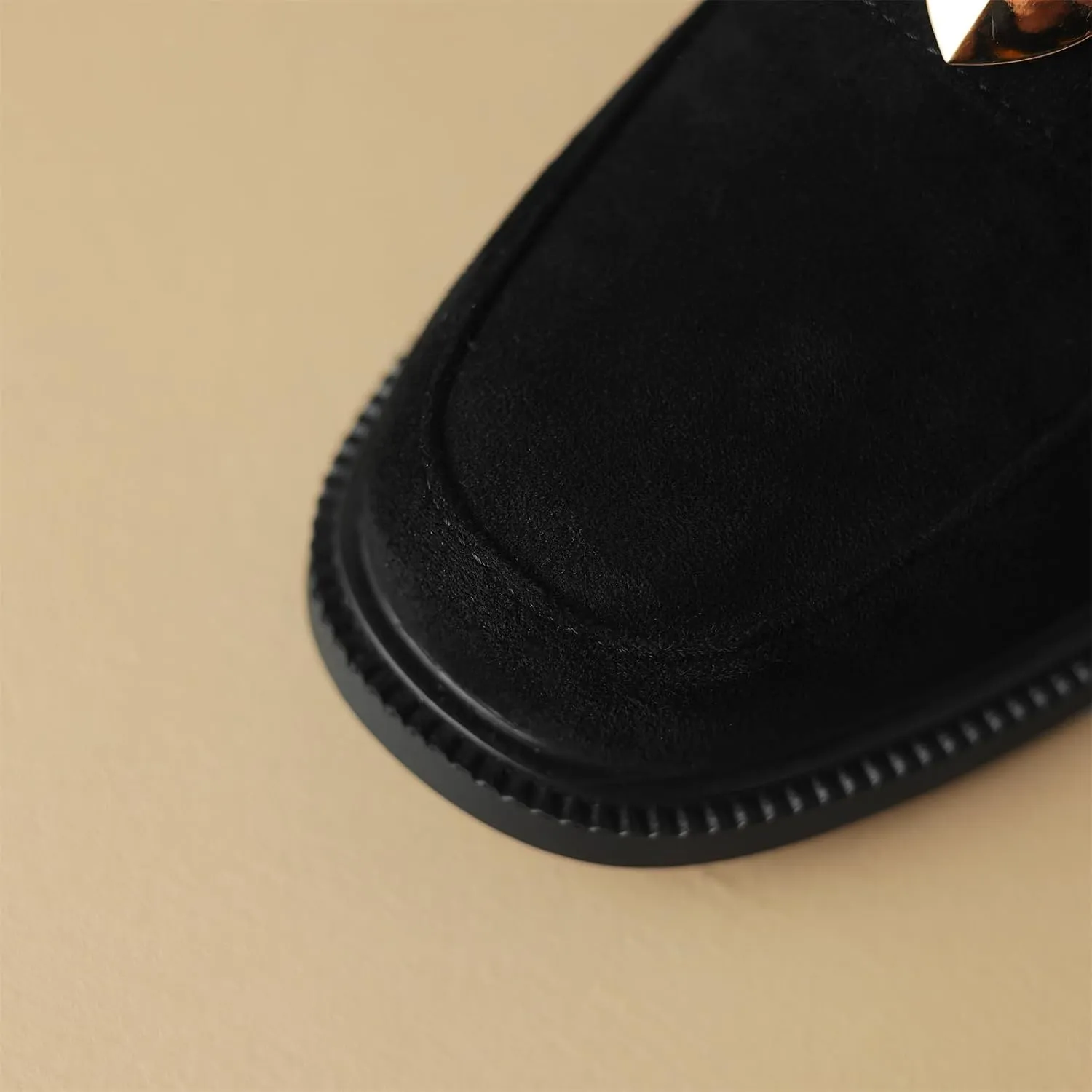 Women's Retro Metallic Heart Platform Round Closed Toe Loafers Pull-On Suede Leather Chunky Low Heel Office Work Casual Fashion Business Dress Shoes All Weather Daily Wear Flats