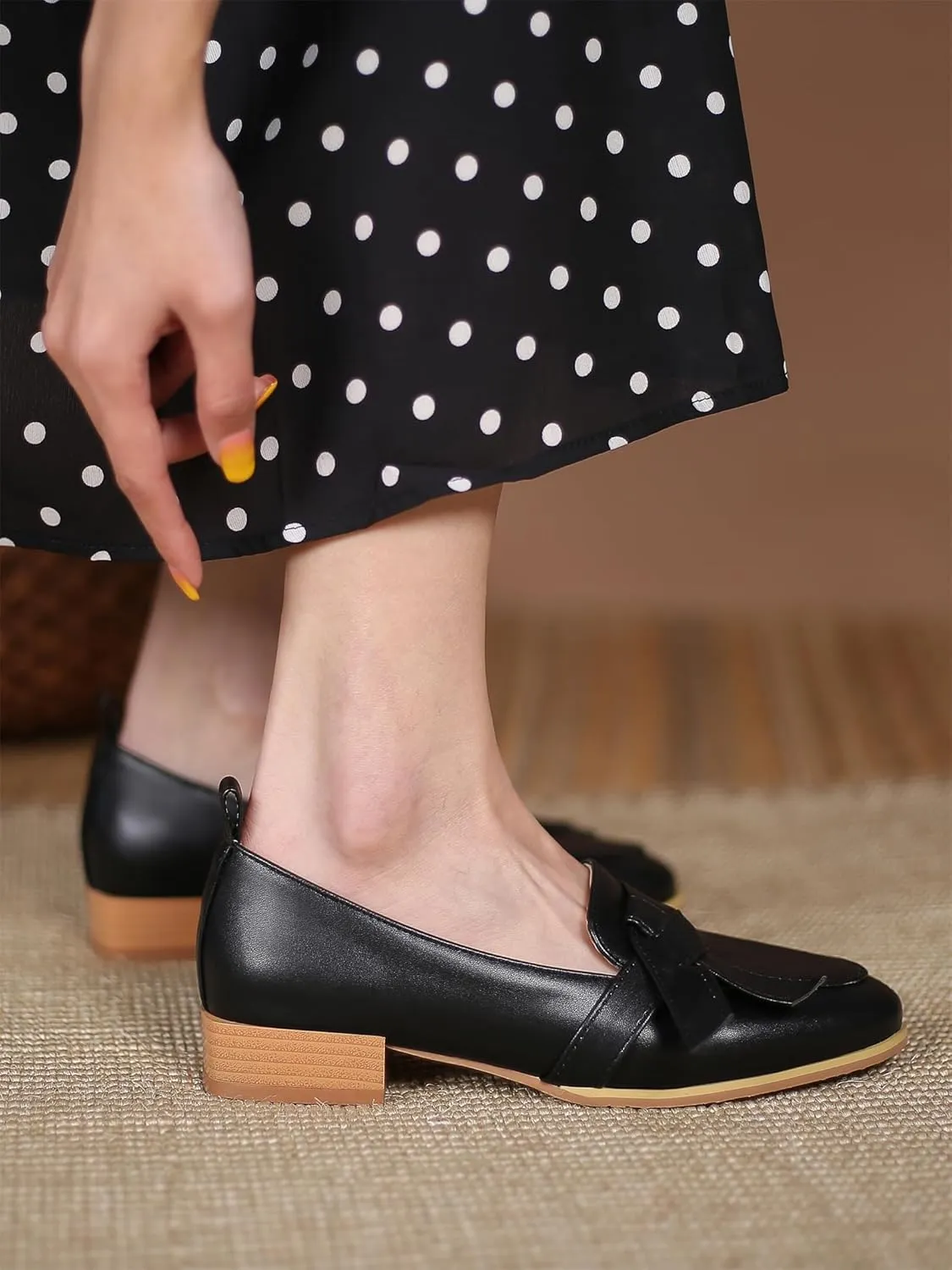 Women's Round Closed Toe Pump Loafers Pull-On Chunky Low Heel Classic Work Office Dress Casual Student Shoes Comfort Business Party Dating Holiday Going Out Everyday Shopping Pumps