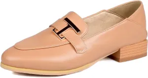 Women's Round Closed Toe Pump Loafers Pull-On Chunky Low Heel Metallic Classic Western Student Work Office Dress Casual Shoes Comfort Business Party Dating Shopping Daily Wear Pumps