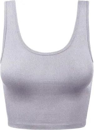 Women's Sleeveless Racerback Crop Tank Top Camisole Backless Scoop Neck Shirts