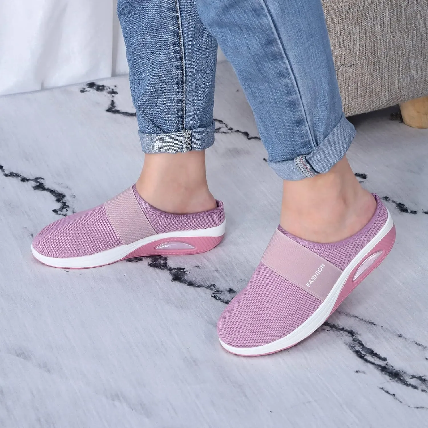 Women's Slip-On Orthopedic Arch Support Backless Tennis Shoes Men Lether Casual Tennis Shoes Casual Sneakers Steel Toe Tennis Shoe White Loafers