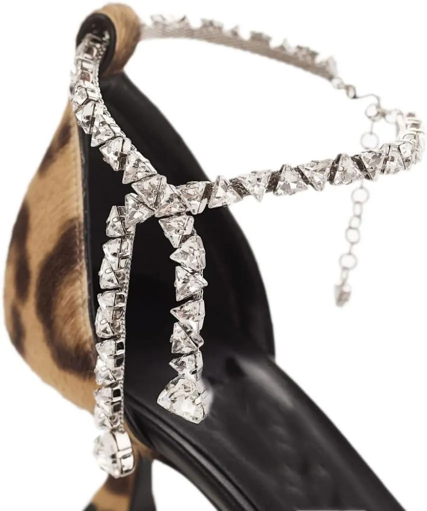 Women's Stiletto Heels Slingback Pumps - Pointed Closed Toe Ankle Rhinestone Strappy Buckle Fashion High Heeled Sandals