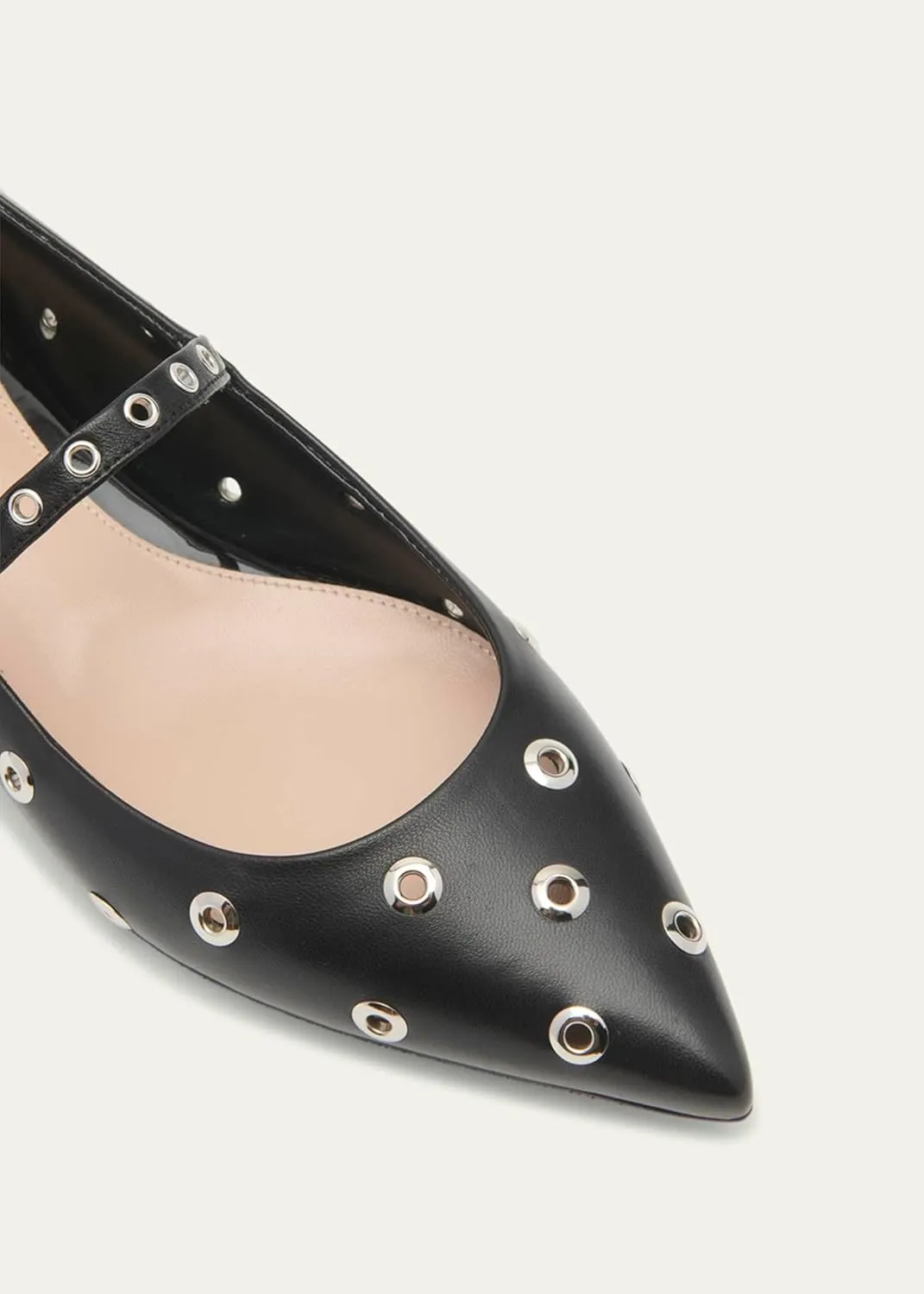 Women's Studded Mary Jane Ballet Flats Buckle Strap Clear Hollow Out Pointed Toe Block Wide Width Slingback Ballerina Shoes Casual Dress Comfortable Shoes