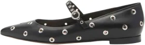 Women's Studded Mary Jane Ballet Flats Buckle Strap Clear Hollow Out Pointed Toe Block Wide Width Slingback Ballerina Shoes Casual Dress Comfortable Shoes