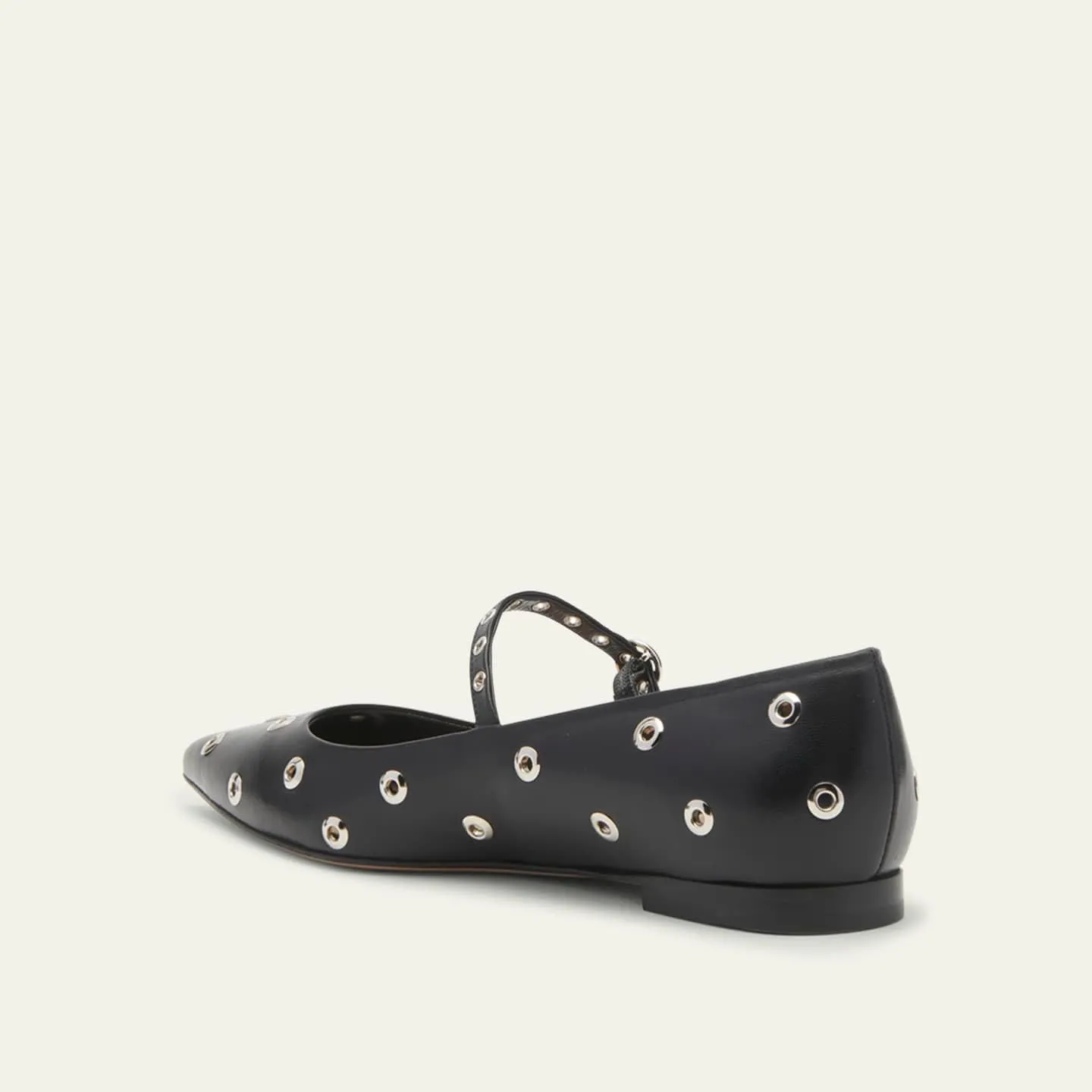 Women's Studded Mary Jane Ballet Flats Buckle Strap Clear Hollow Out Pointed Toe Block Wide Width Slingback Ballerina Shoes Casual Dress Comfortable Shoes