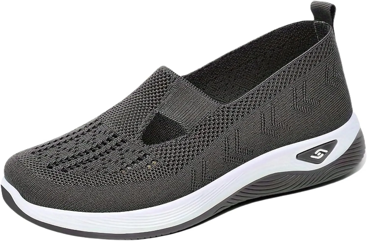 Women's Woven Orthopedic Shoes Breathable Lightweight Slip On Casual Shoes Soft Arch Support Walking Shoe Casual Air Cushion Athletic Sneakers Non-Slip Mesh Up Footwear