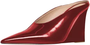 XYD Women's Sharp Pointed Toe Mules Slides Slip On Wedges High Heel Sandals Backless Chic Party Club Dress Shoes